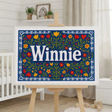 Winnie Name Art - Floral Farmhouse personalized wall print for kids