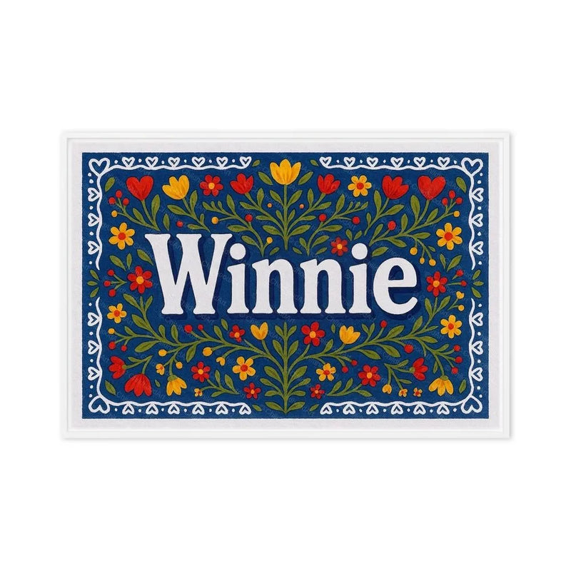 Winnie Name Art - Floral Farmhouse personalized wall print for kids
