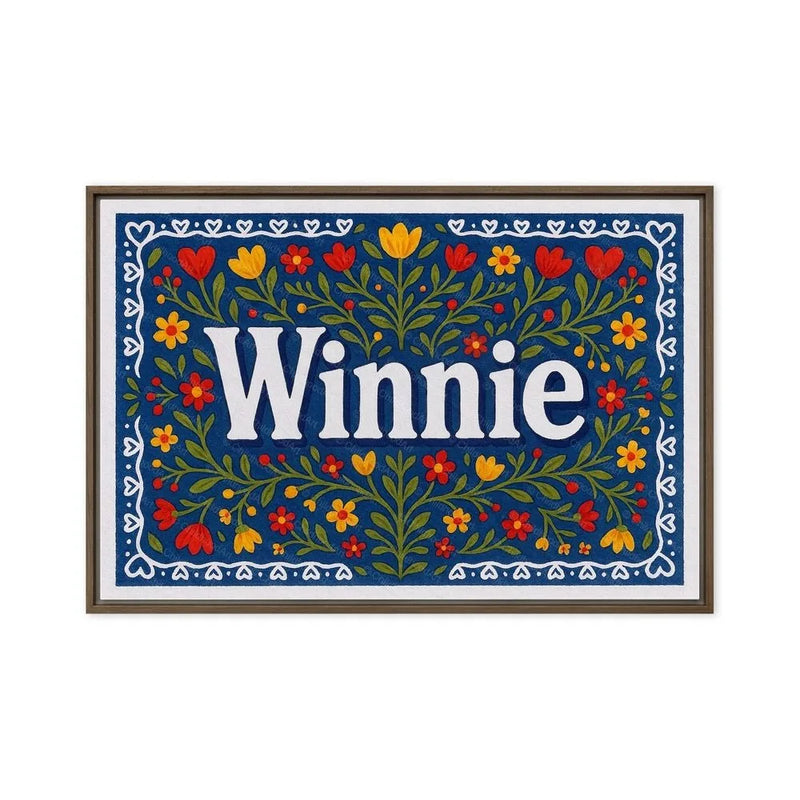 Winnie Name Art - Floral Farmhouse personalized wall print for kids