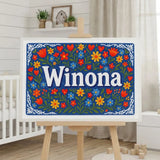 Winona Name Art - Floral Farmhouse personalized wall print for kids