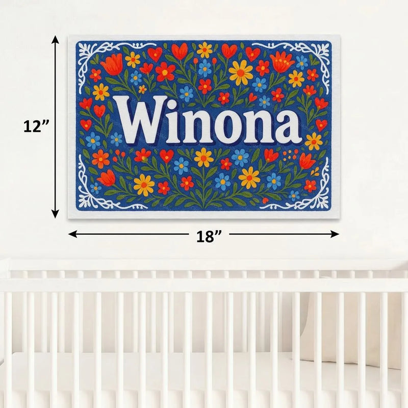Winona Name Art - Floral Farmhouse personalized wall print for kids