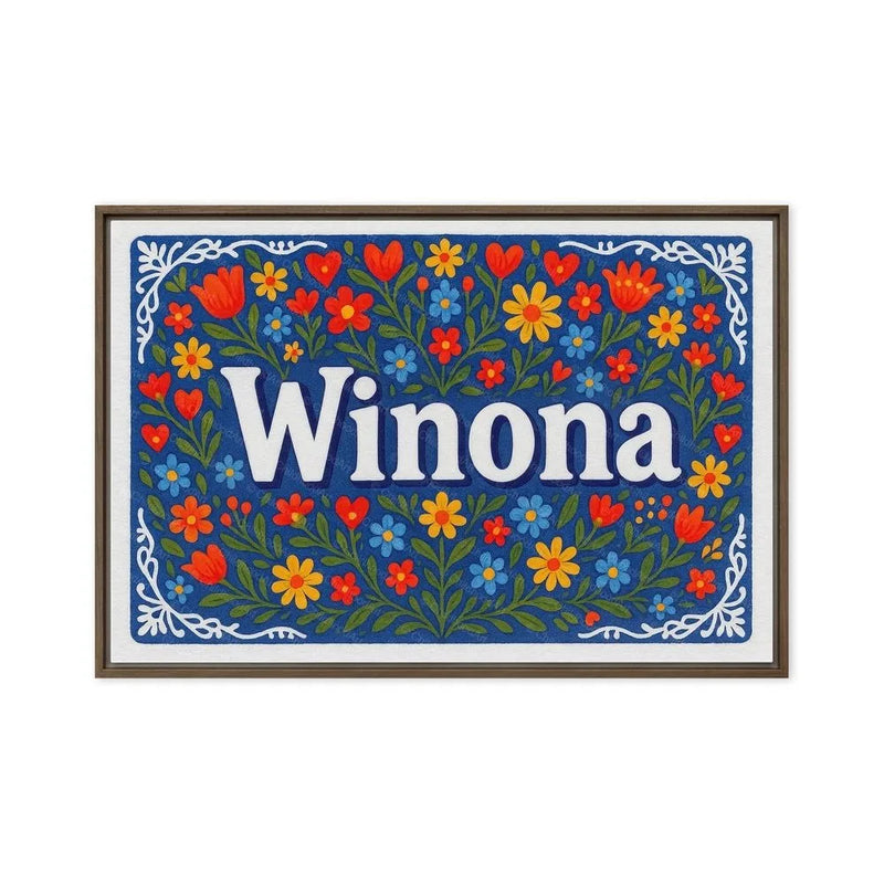 Winona Name Art - Floral Farmhouse personalized wall print for kids