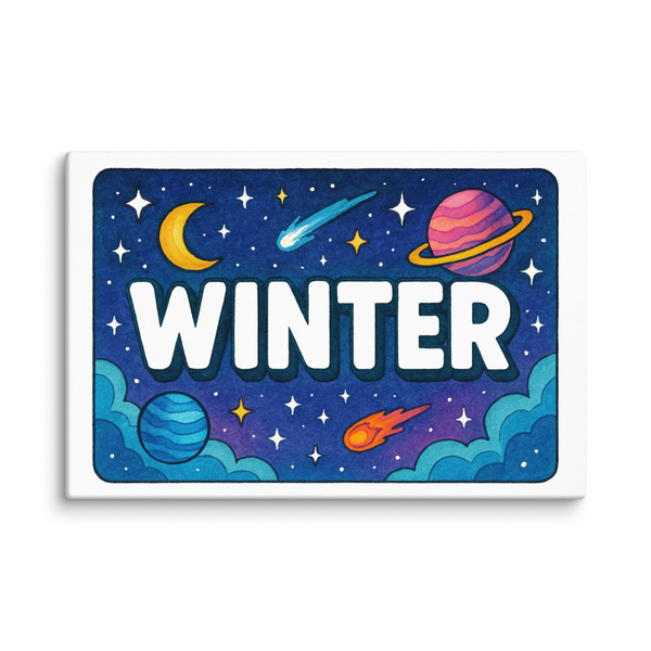 Space explorers themed name art featuring Winter