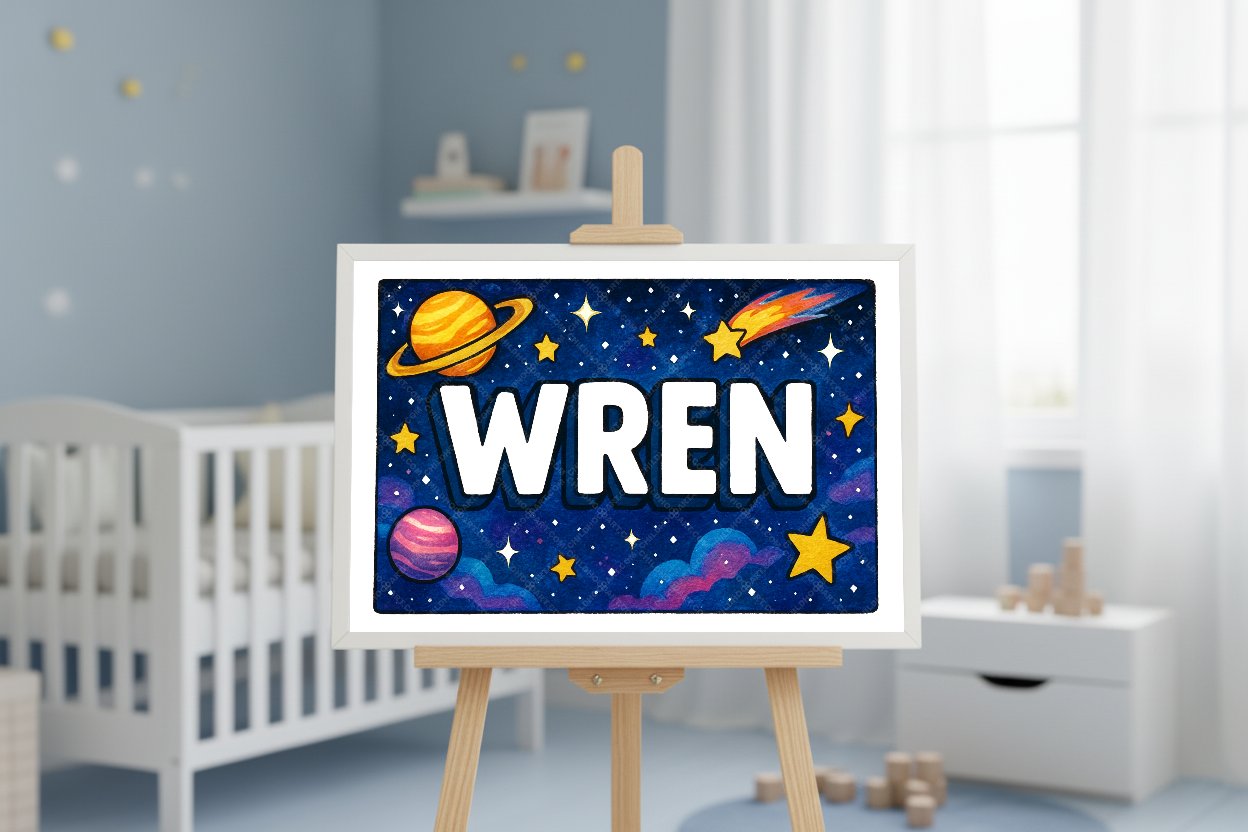 Personalized space name art for Wren