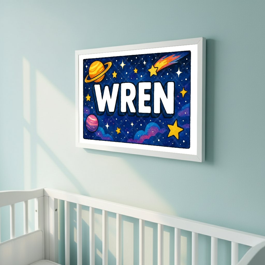 Personalized space name art for Wren