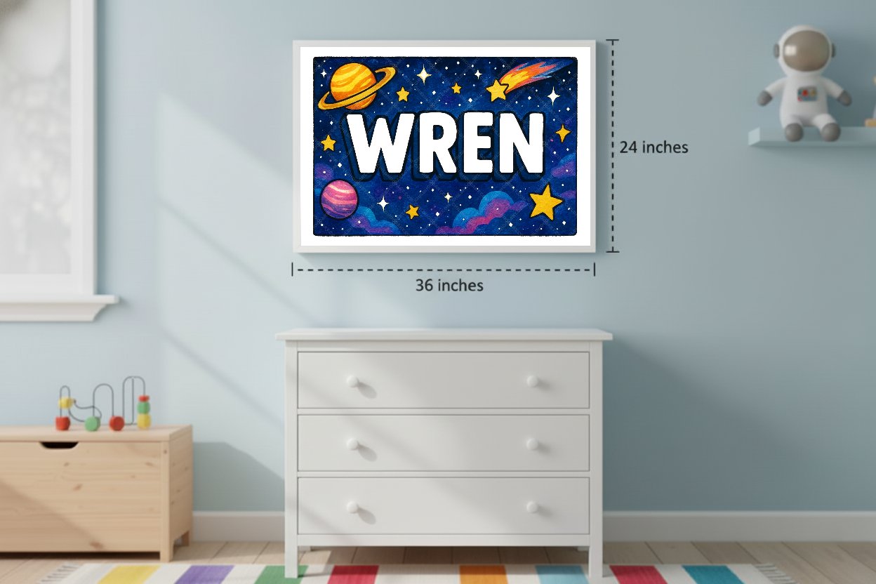 Personalized space name art for Wren