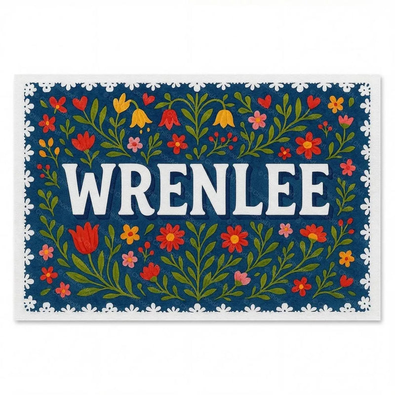 Wrenlee Name Art - Floral Farmhouse personalized wall print for kids