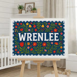 Wrenlee Name Art - Floral Farmhouse personalized wall print for kids