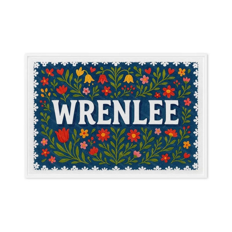 Wrenlee Name Art - Floral Farmhouse personalized wall print for kids