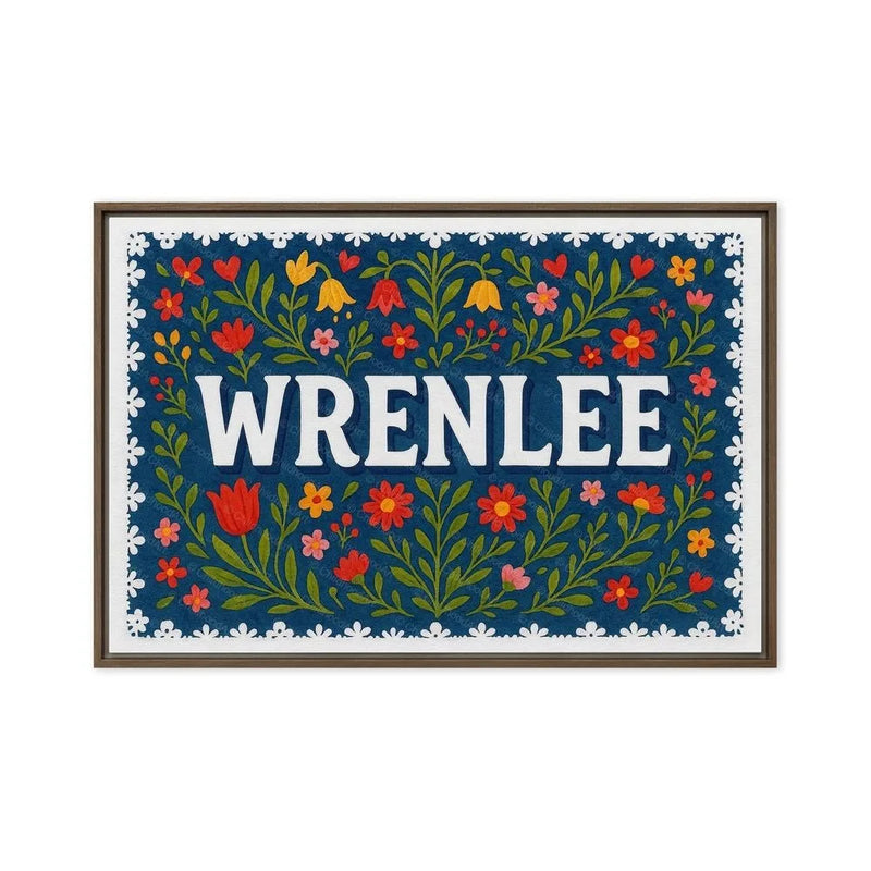 Wrenlee Name Art - Floral Farmhouse personalized wall print for kids