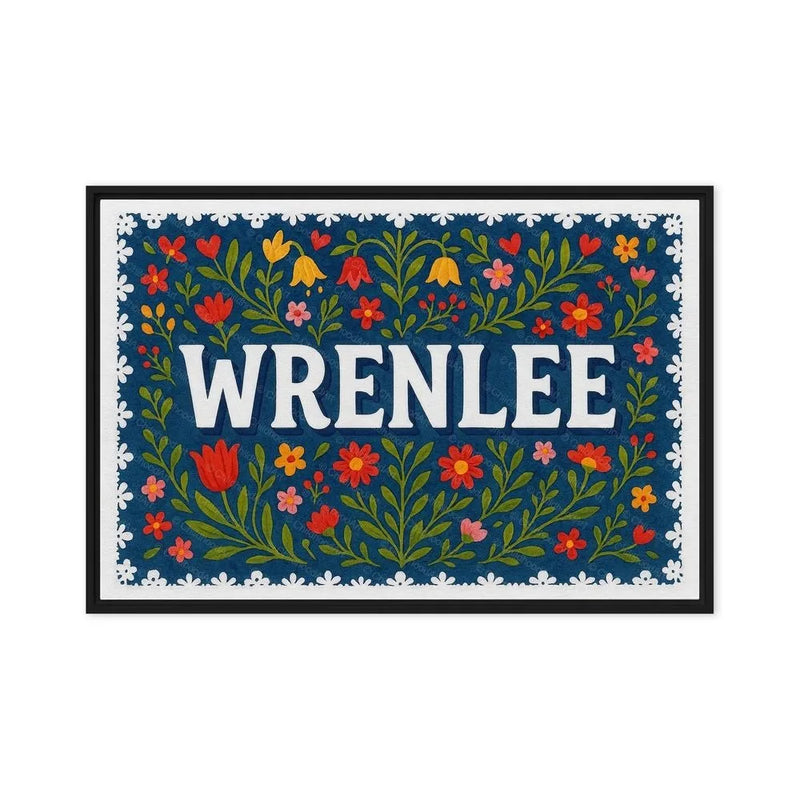Wrenlee Name Art - Floral Farmhouse personalized wall print for kids