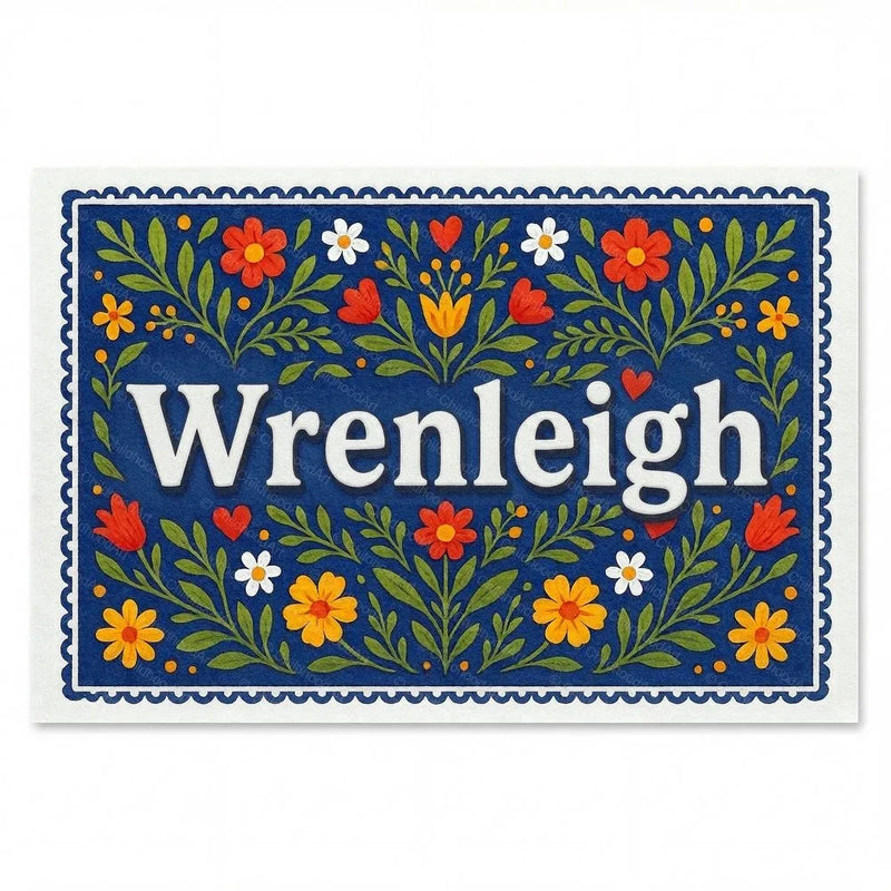 Wrenleigh Name Art - Floral Farmhouse personalized wall print for kids