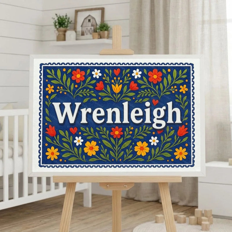 Wrenleigh Name Art - Floral Farmhouse personalized wall print for kids