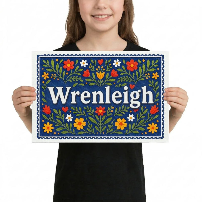 Wrenleigh Name Art - Floral Farmhouse personalized wall print for kids