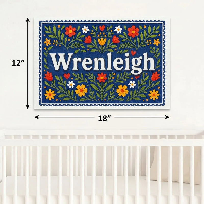 Wrenleigh Name Art - Floral Farmhouse personalized wall print for kids