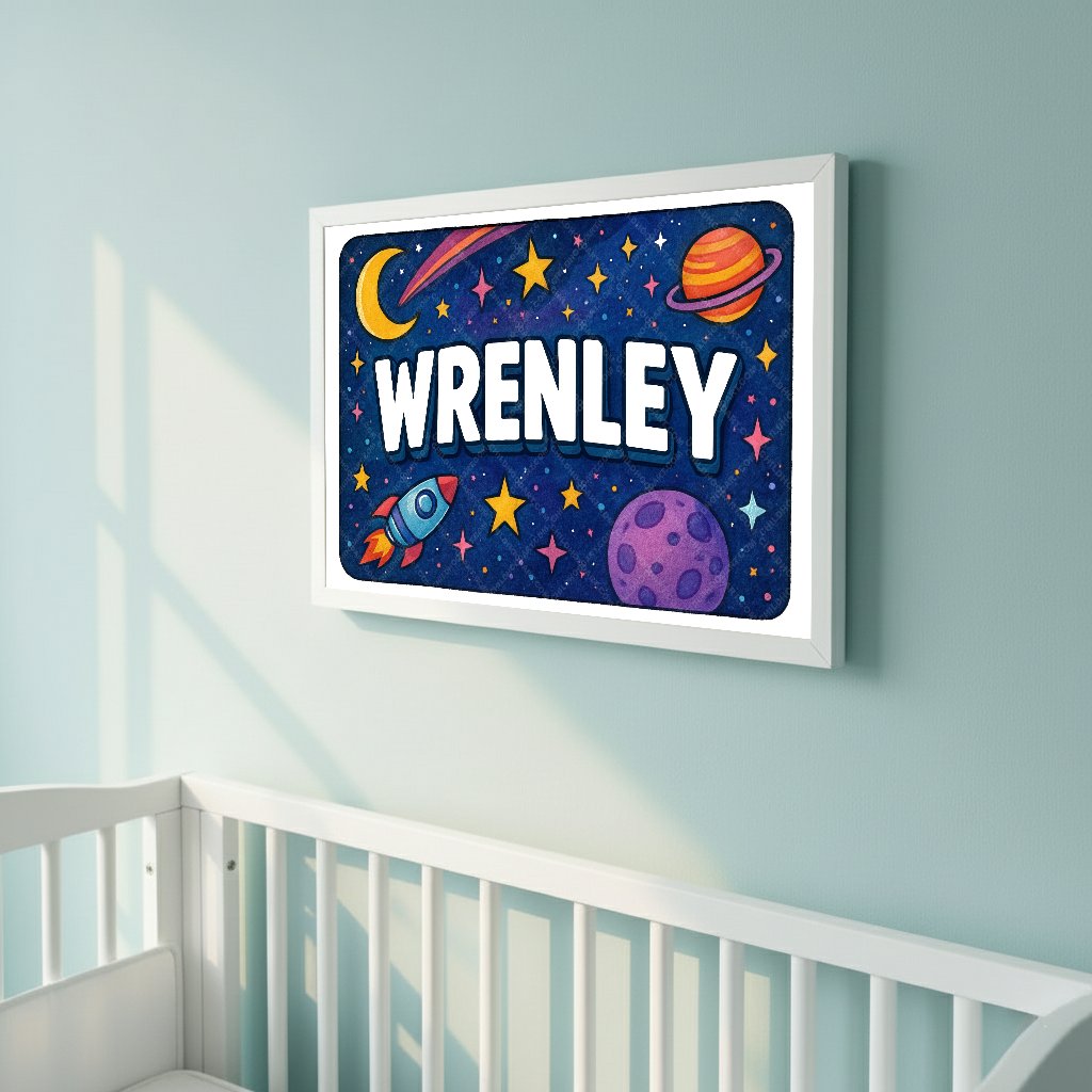 Personalized space name art for Wrenley
