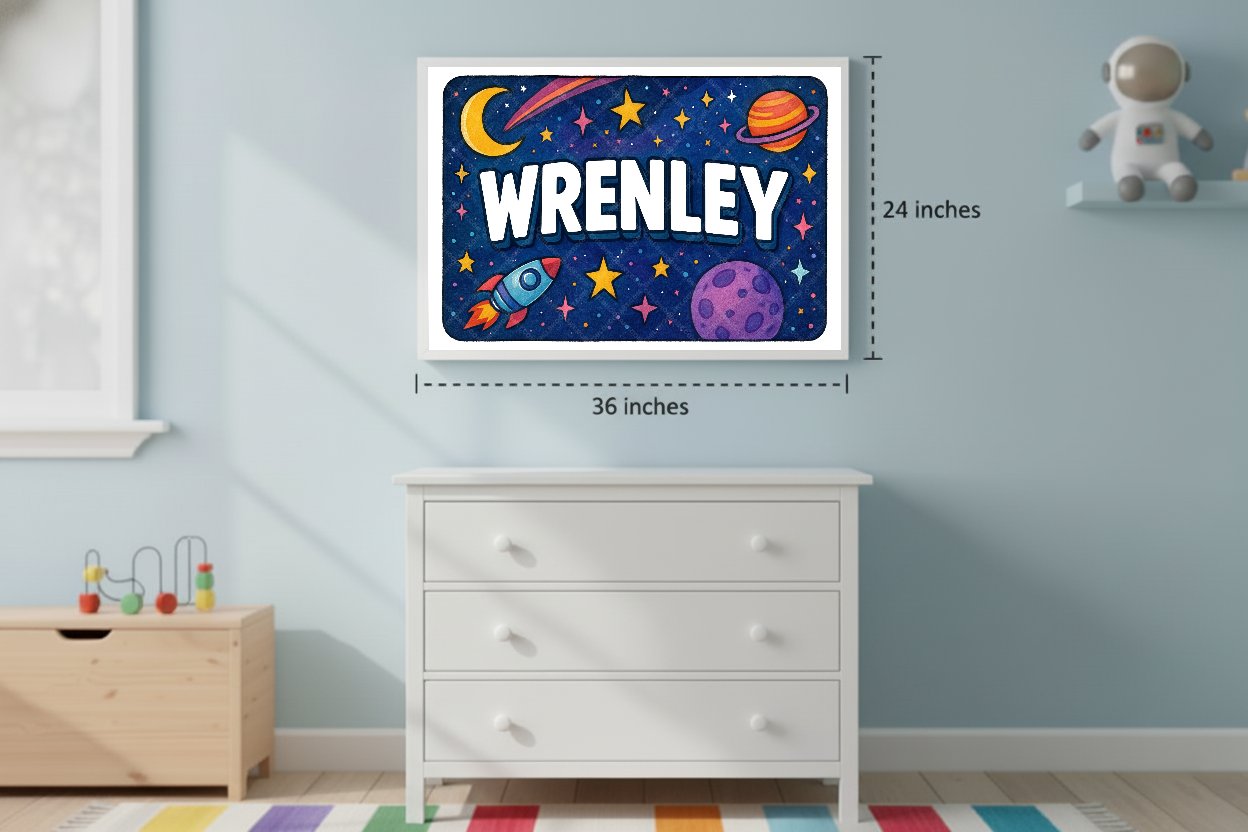 Personalized space name art for Wrenley