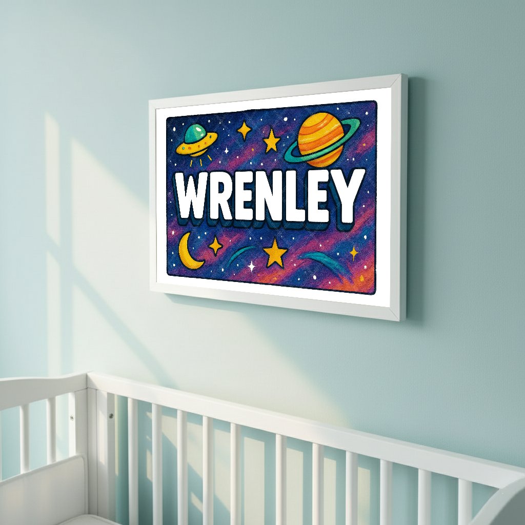 Personalized space name art for Wrenley