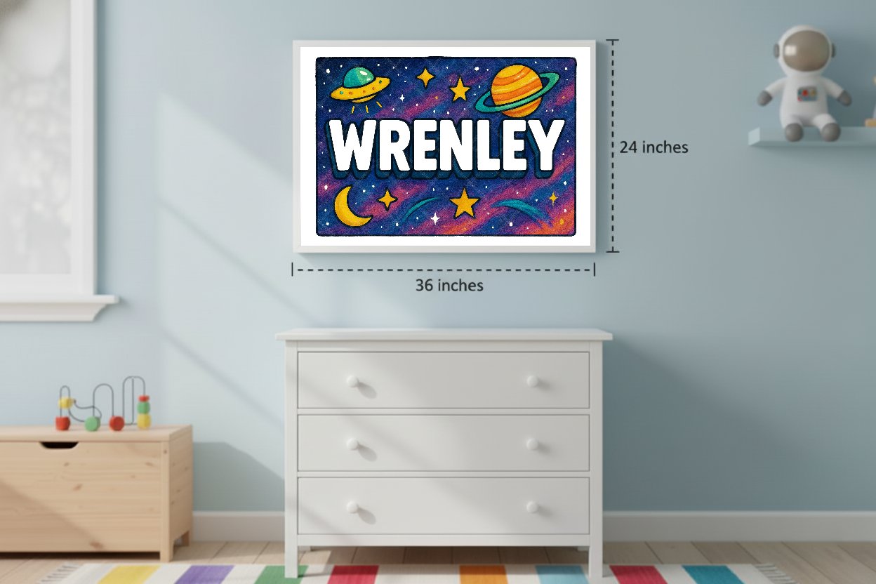 Personalized space name art for Wrenley