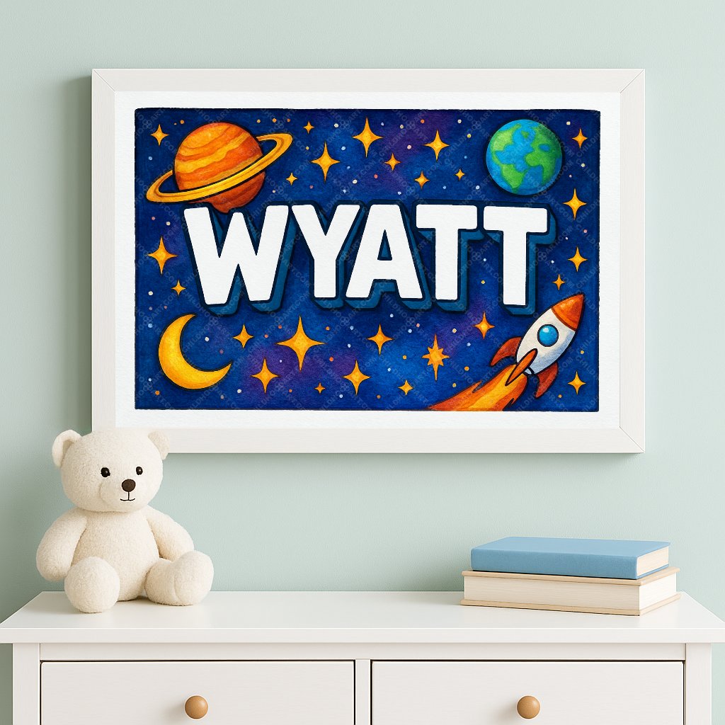 Personalized space name art for Wyatt