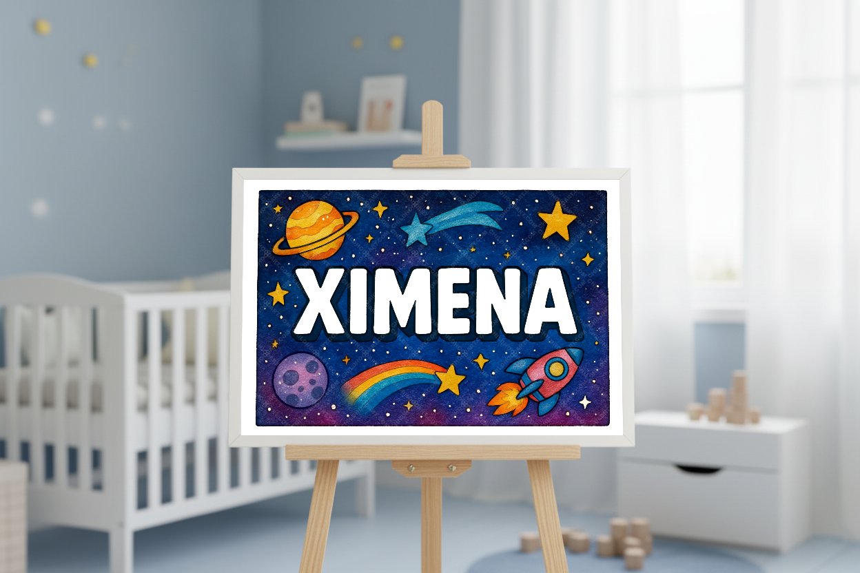 Personalized space name art for Ximena