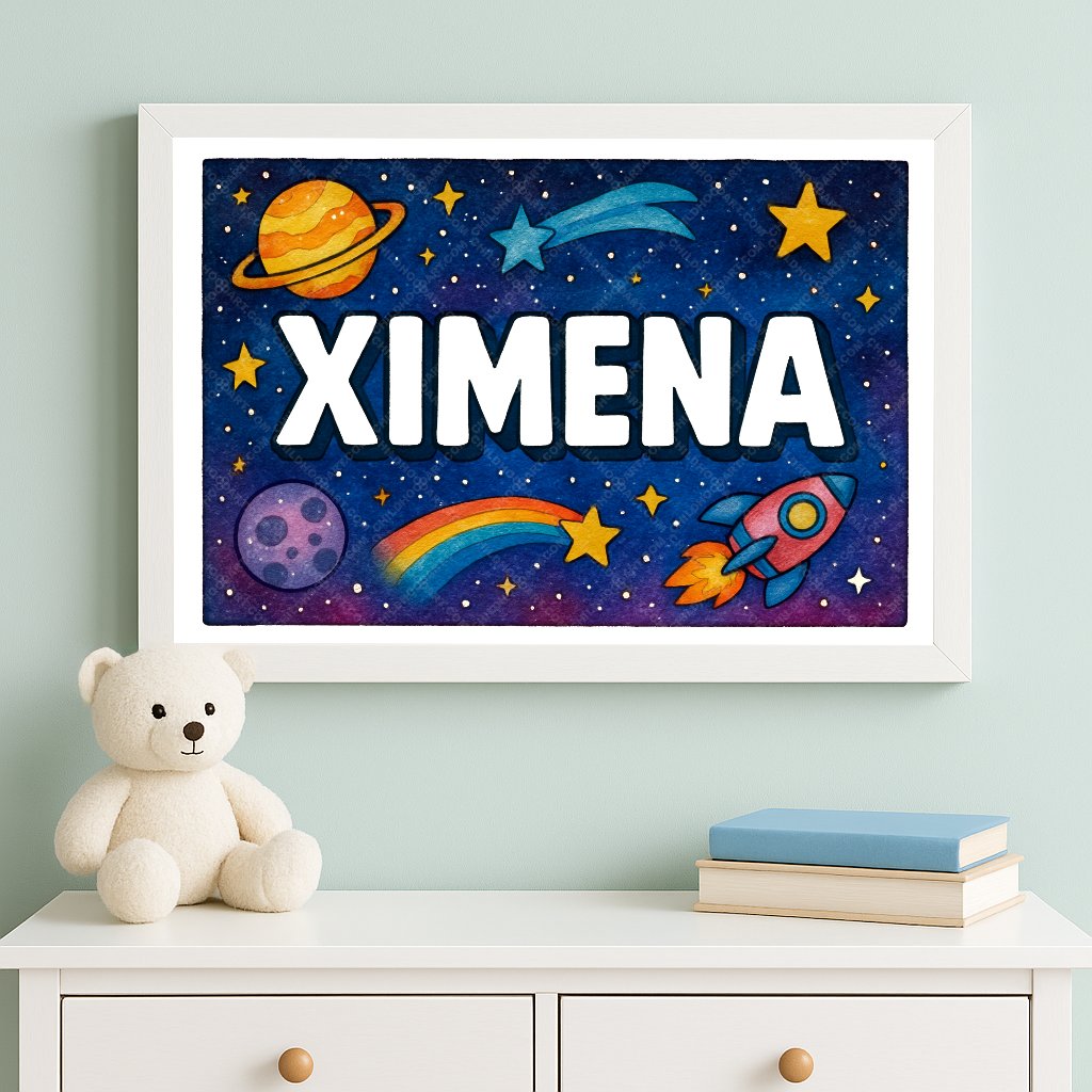 Personalized space name art for Ximena
