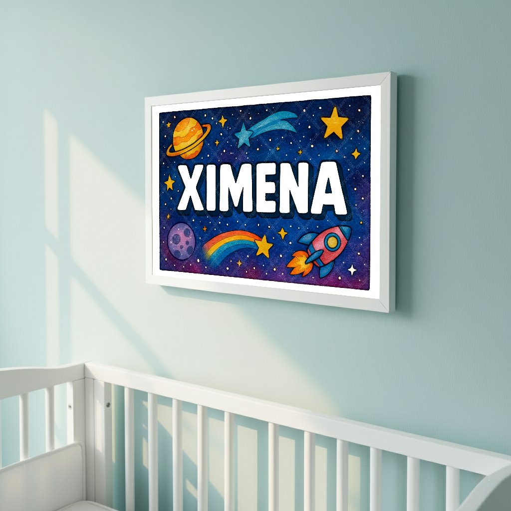Personalized space name art for Ximena