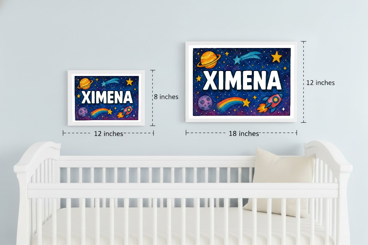 Personalized space name art for Ximena