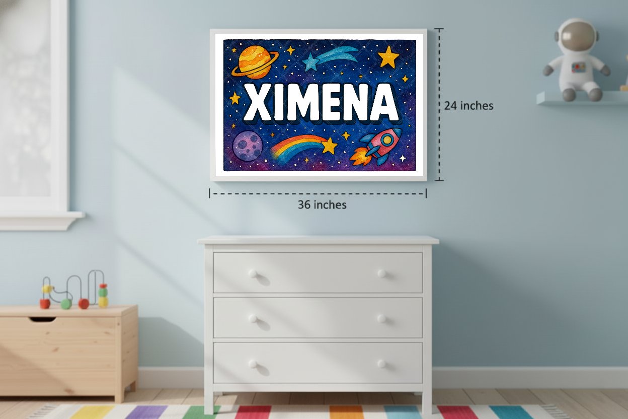 Personalized space name art for Ximena