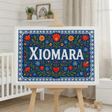 Xiomara Name Art - Floral Farmhouse personalized wall print for kids