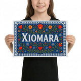 Xiomara Name Art - Floral Farmhouse personalized wall print for kids