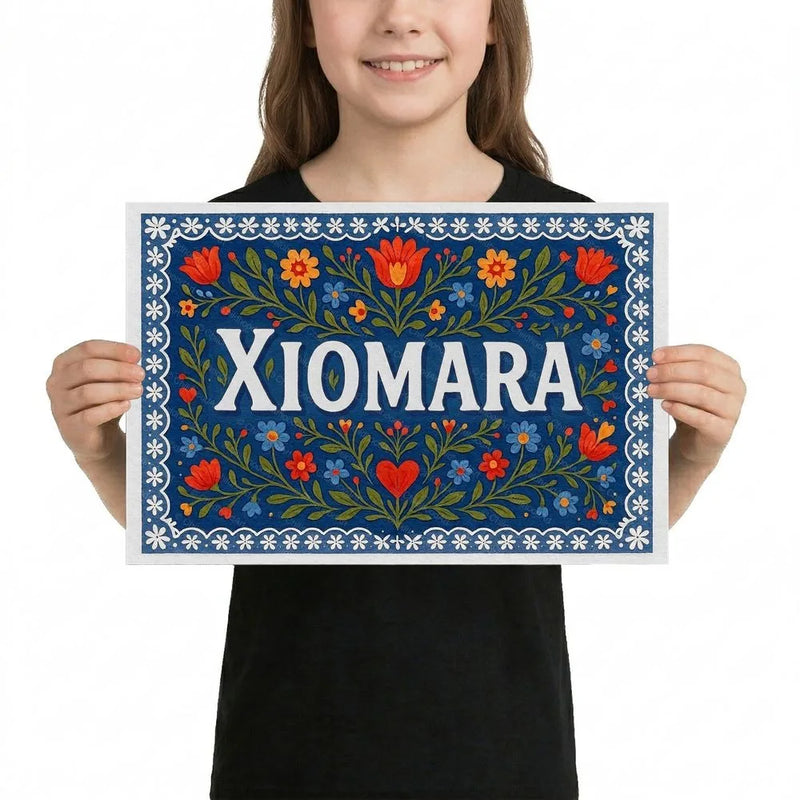 Xiomara Name Art - Floral Farmhouse personalized wall print for kids
