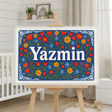 Yazmin Name Art - Floral Farmhouse personalized wall print for kids