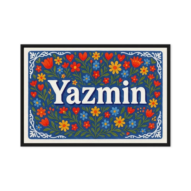 Yazmin Name Art - Floral Farmhouse personalized wall print for kids