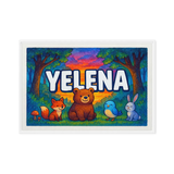 Yelena Name Art - Forest Friends personalized wall print for kids