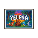 Yelena Name Art - Forest Friends personalized wall print for kids