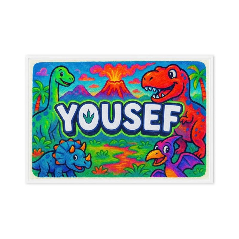 Yousef Name Art - Dinosaur Adventure personalized wall print for kids