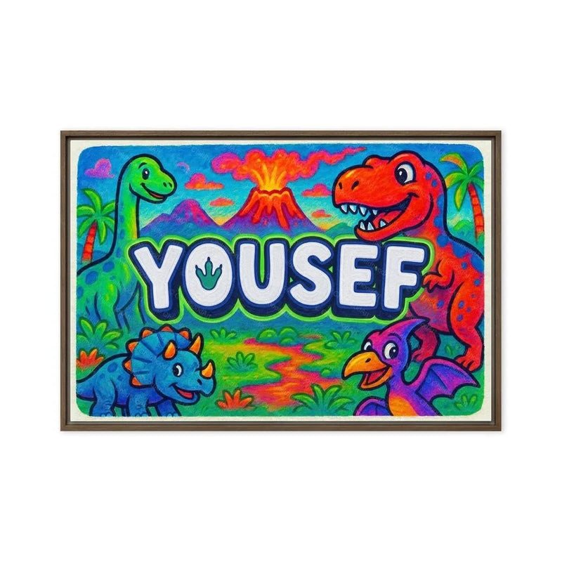 Yousef Name Art - Dinosaur Adventure personalized wall print for kids