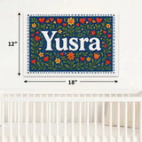 Yusra Name Art - Floral Farmhouse personalized wall print for kids