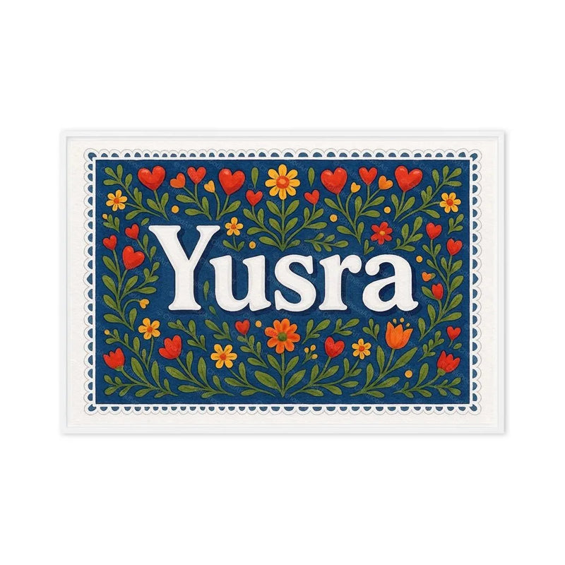 Yusra Name Art - Floral Farmhouse personalized wall print for kids