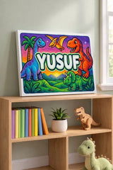 Yusuf Name Art - Dinosaur Adventure personalized wall print for kids