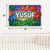 Yusuf Name Art - Dinosaur Adventure personalized wall print for kids