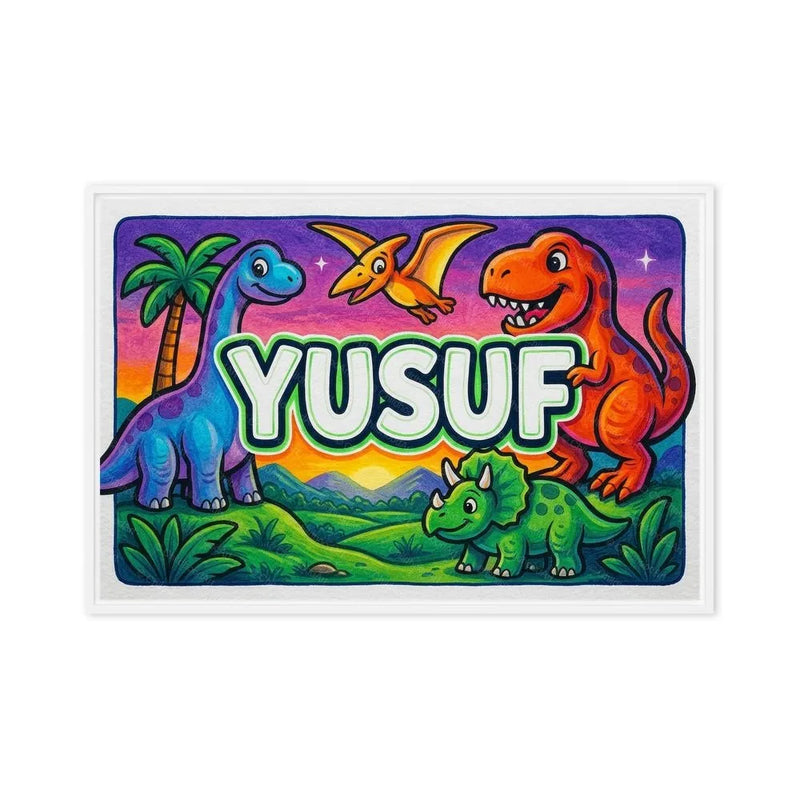 Yusuf Name Art - Dinosaur Adventure personalized wall print for kids