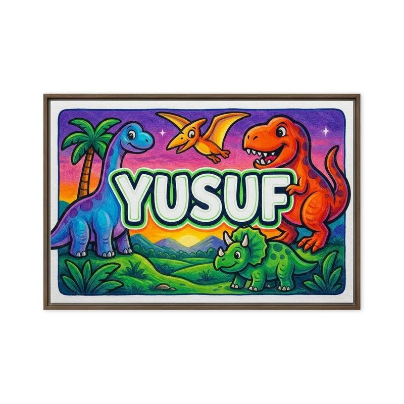 Yusuf Name Art - Dinosaur Adventure personalized wall print for kids