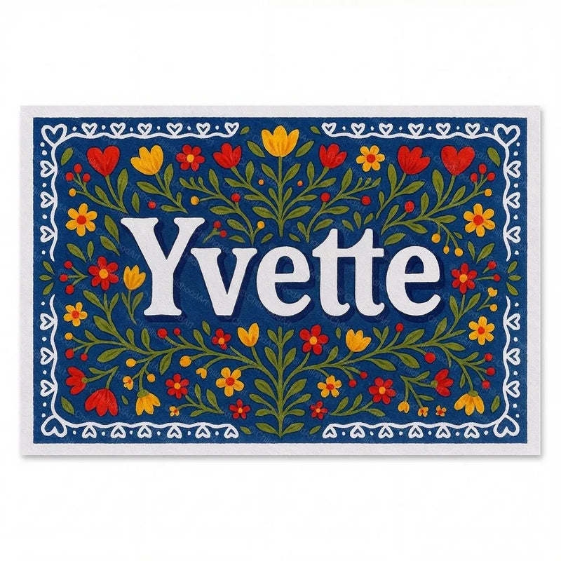 Yvette Name Art - Floral Farmhouse personalized wall print for kids