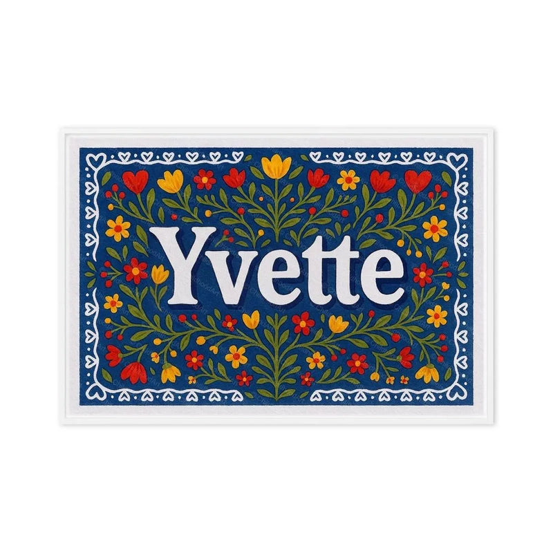 Yvette Name Art - Floral Farmhouse personalized wall print for kids