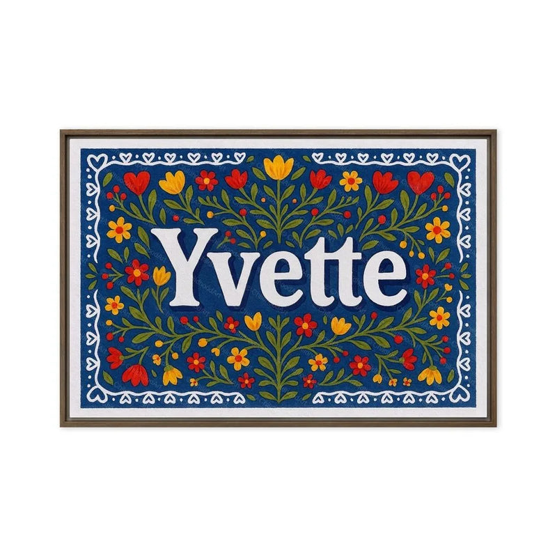 Yvette Name Art - Floral Farmhouse personalized wall print for kids
