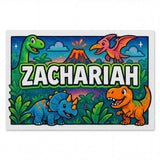 Zachariah Name Art - Dinosaur Adventure personalized wall print for kids