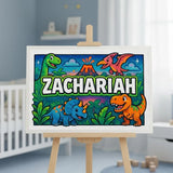 Zachariah Name Art - Dinosaur Adventure personalized wall print for kids