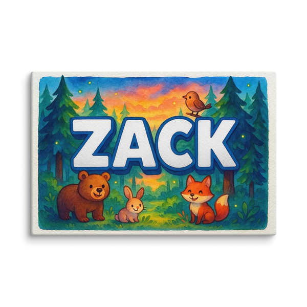 Zack Name Art - Forest Friends Personalized Wall Art